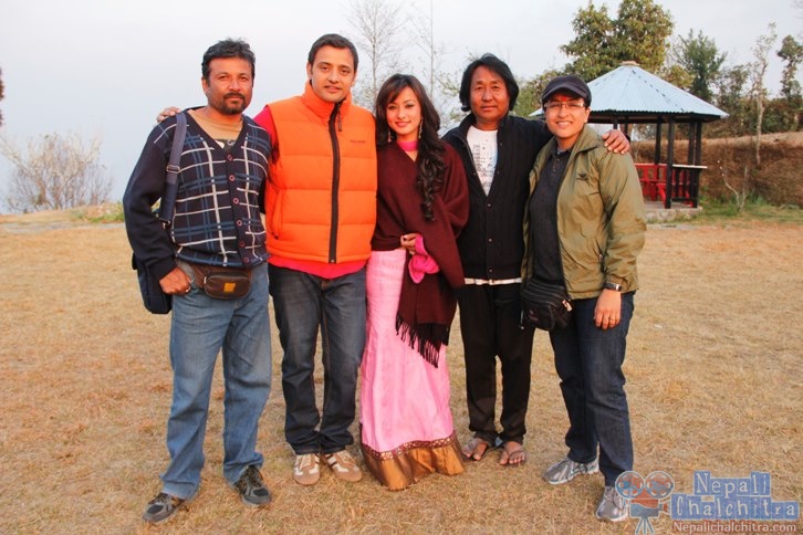 Namrata Shrestha with director samjhana upreti rauniar (R) n choreographer kamal rai (2nd from R)